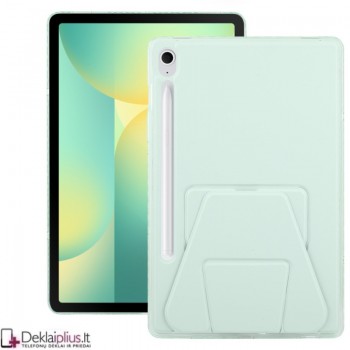 Dirbtinės odos nugarėlė su sulankstomu magnetiniu laikikliu - šviesiai žalias (Samsung Tab S9 (SM-X710-SM-X716/Tab S9 Fe (X510-X516B/Tab S10 Fe/Tab S10 Lite)